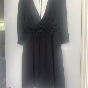 TIBI Black Dress Sz 4- Silk & Sutache Waist detailing- Perfect LBD